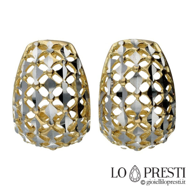 semi-bubble earrings in 18kt two-tone gold