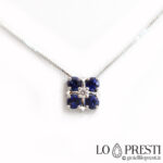 Elegant necklace and pendant with sapphires and diamonds baptism communion birthday gift idea