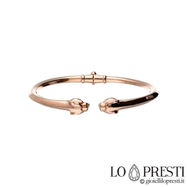 Bracelet rigide panthère pour femme en or rose 18 carats