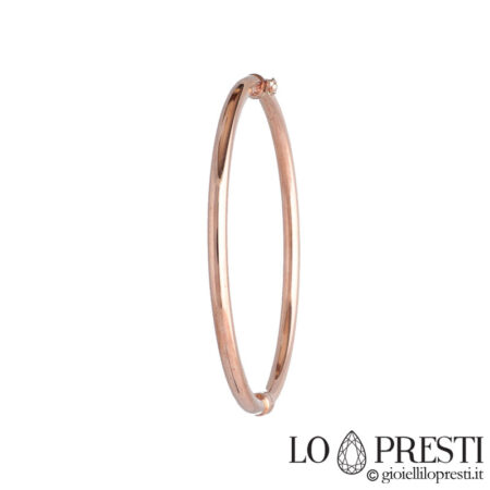 Rigid bracelet in 18kt rose gold, smooth and round barrel