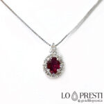 natural ruby ​​pendant and brilliant cut diamonds