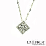 Collier et pendentif avec diamants taille brillant certifiés en or blanc 18 carats