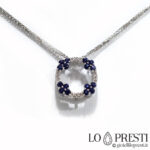 necklace and pendant with sapphires and diamonds, elegant and modern design in 18kt gold