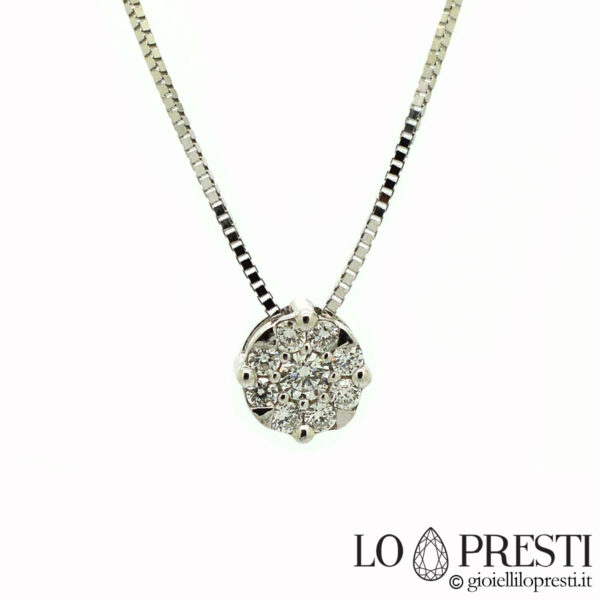 Necklace and pendant with certified brilliant diamonds in 18kt white gold