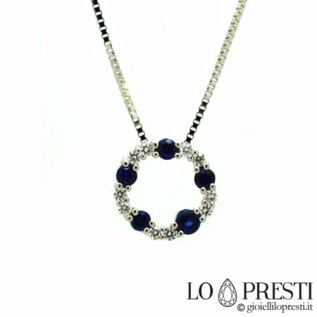 collier et pendentif avec saphirs et diamants, design élégant et moderne en or 18 carats