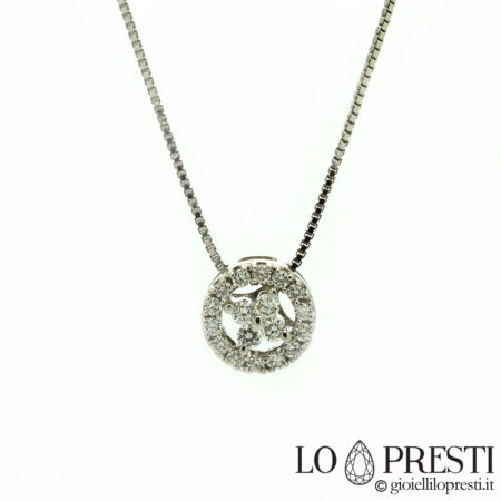 Necklace and pendant with certified brilliant diamonds in 18kt white gold