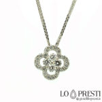Collier et pendentif avec diamants taille brillant certifiés en or blanc 18 carats