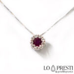 collier point lumineux avec rubis naturel certifié et diamant