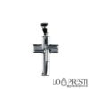 Croix stylisée en or blanc 18 carats, idée cadeau pour le baptême, symbole de foi.