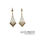 18kt yellow gold pendant earrings na may lever closure