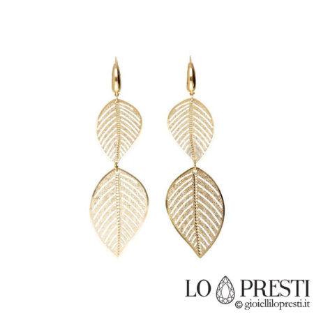 18kt yellow gold feather earrings