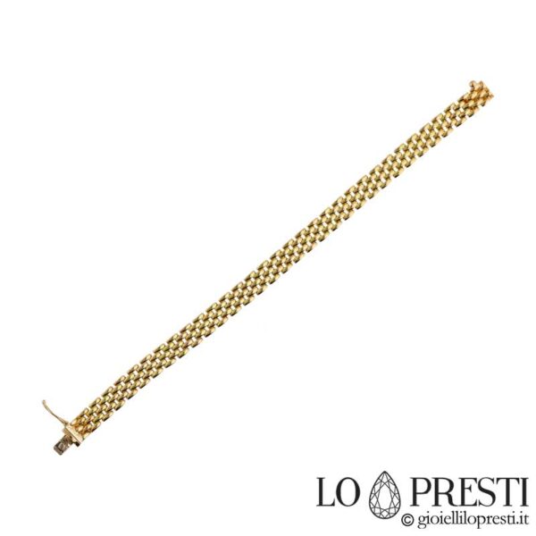 Men's and women's bracelet in 18kt yellow gold full panther mesh, can be ordered in various sizes.