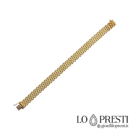 Bracelet homme et femme en or jaune 18 carats pleine maille panthère, peut être commandé en différentes tailles.