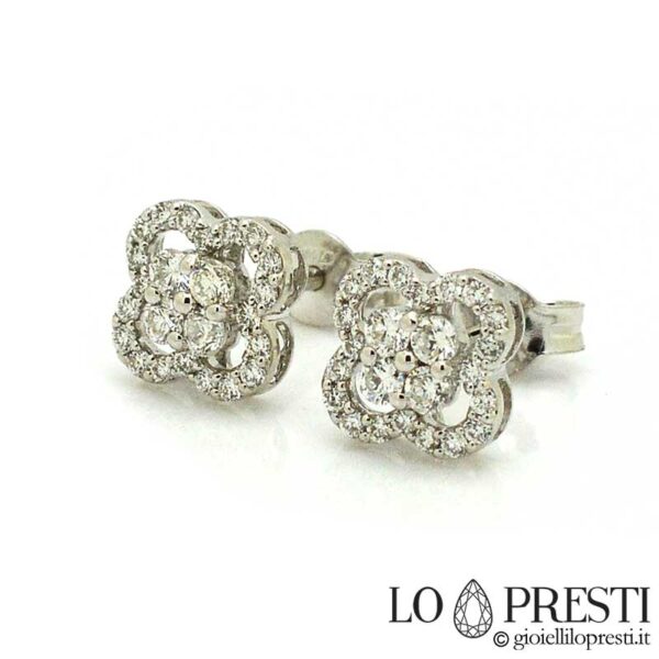 Brincos femininos elegantes e refinados com diamantes certificados em lapidação brilhante, uma joia atemporal.