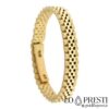 Yellow gold bracelet, watch strap type with concealed clasp, polished and satin - width 1,00 cm