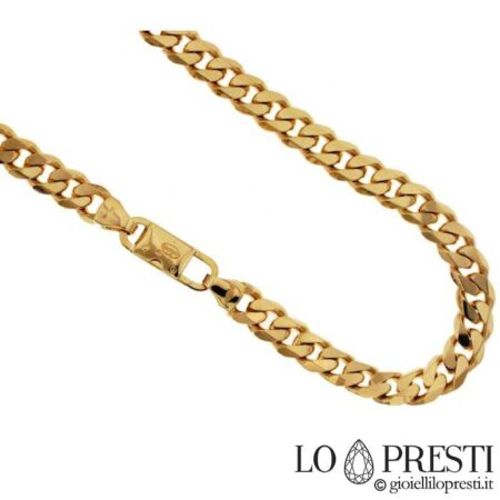 men's necklace full chain yellow gold polished flat curb 60 cm