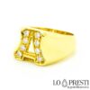 Ring-Damenband-Initialen-Buchstaben-18kt-Gelbgold-Diamanten