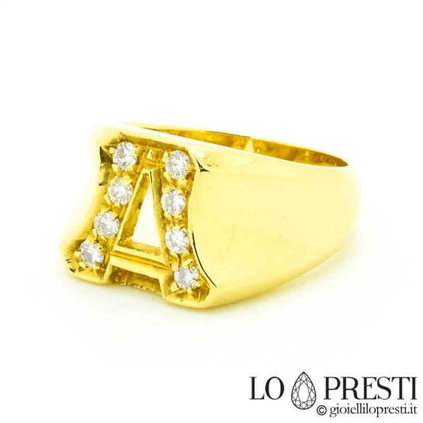 кольцо-женщина-группа-инициалы-буквы-18-каратное желтое-золото-бриллианты