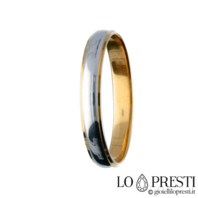 خاتم زواج-ذهبي-درجتين-أبيض-أصفر-مدور-ناعم-مصقول-قابل للتخصيص