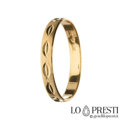 18-каратное желтое золото в полоску, полированное, с гравировкой, обручальное кольцо-кольцо