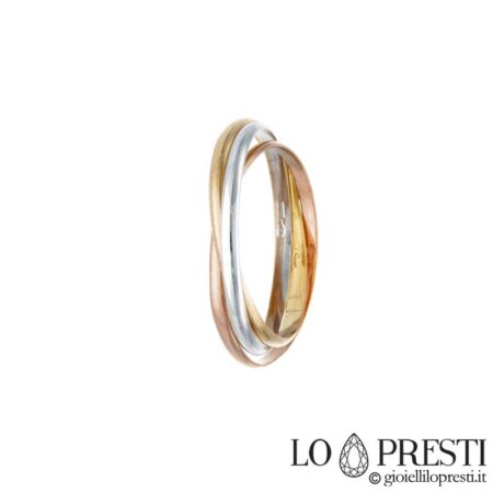 Трехцветное обручальное кольцо 18 карат, модель в стиле Cartier, юбилей модного тренда