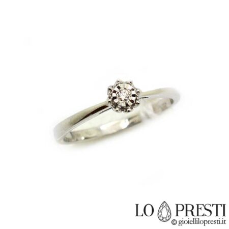 Solitaire ring in 18kt white gold with certified brilliant cut diamond for engagement or to remember an important moment.