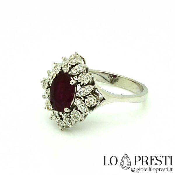 Ring mit natürlichem Rubin und zertifizierten Diamanten, Geschenkidee zum Geburtstag