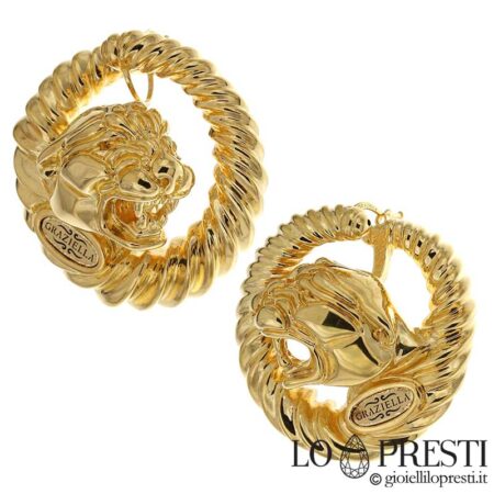 18kt yellow gold bush earrings with fashionable panther