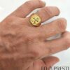 Мужское восьмиугольное кольцо кавалер из желтого золота 18 карат с эмблемой дракона