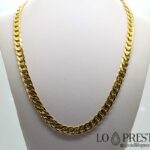 Groumette model men's necklace sa 18kt yellow gold semi-solid mesh, haba na 60 cm, na maaaring i-order sa anumang laki kapag hiniling.