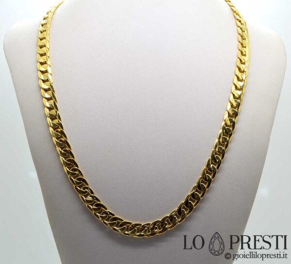 Groumette model men's necklace in 18kt yellow gold semi-solid mesh, length 60 cm, which can be ordered in any size on request.