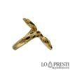 Snake ring in 18kt yellow gold with black enamel, symbol of life