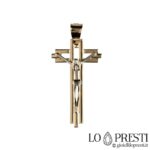 Cruz estilizada moderna em ouro 18kt para batismo, aniversário, comunhão, padrinho, madrinha