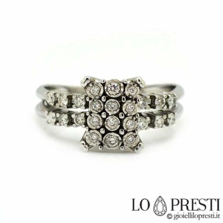 Anillo Eternity de diseño moderno con diamantes naturales talla brillante en oro blanco de 18kt. Certificado de garantía y caja de regalo.