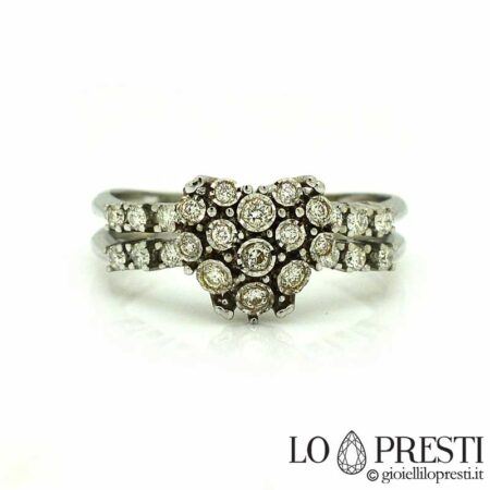 Eternity ring modern heart design with natural diamonds