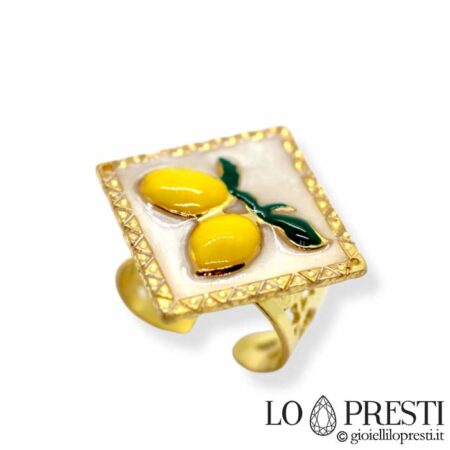 Anillo Maiolica Limoni en plata 925 chapada en oro amarillo