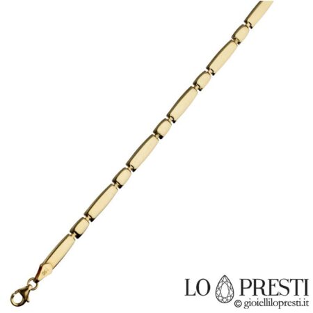 Men's flat semi-rigid link necklace in 18kt yellow gold