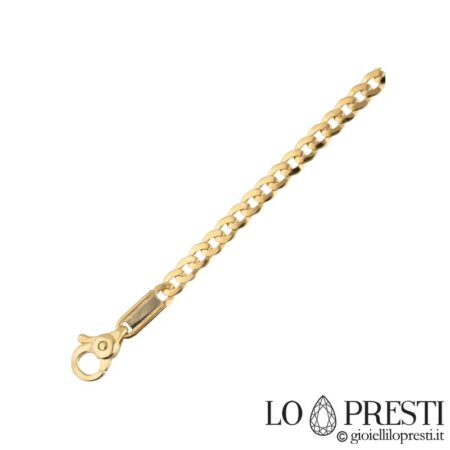 Men's groumette link chain bracelet in 18 kt solid gold. Can be ordered in various sizes. Lifetime warranty certificate. Free tracked shipping.