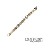 Modern men's bracelet in 18 kt white and yellow gold, flat and solid mesh