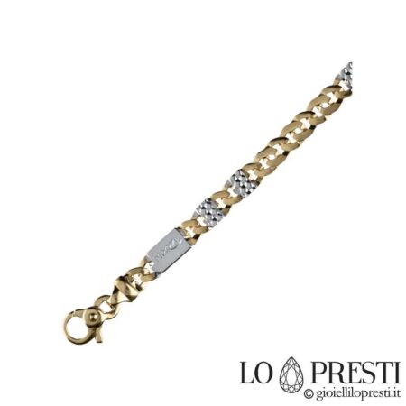 Massive Groumette-Mesh-Halskette für Herren, flach und massiv, aus 18-karätigem Gold, Referenzgröße: 50 cm, in anderen Größen bestellbar. Garantiezertifikat und Geschenkbox.
