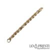 Men's semi-hollow flat link necklace in 18kt gold reference size 50 cm