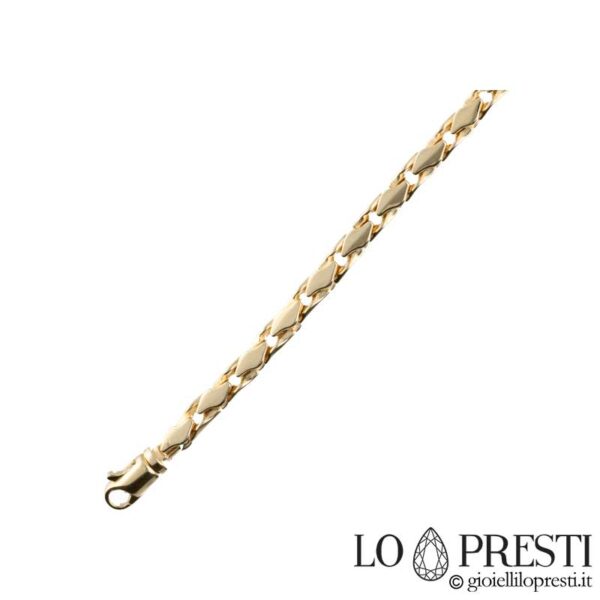 Men's hollow tubular link necklace sa 18kt yellow gold reference size na 50 cm, maaaring i-order sa iba pang laki. Certificate of guarantee at gift box.