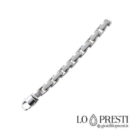 Men's choker in 18 kt white gold, modern tubular mesh, the weight refers to the 50 cm measurement, both the bracelet and the necklace can be ordered in any size. Certificate of guarantee and gift box.