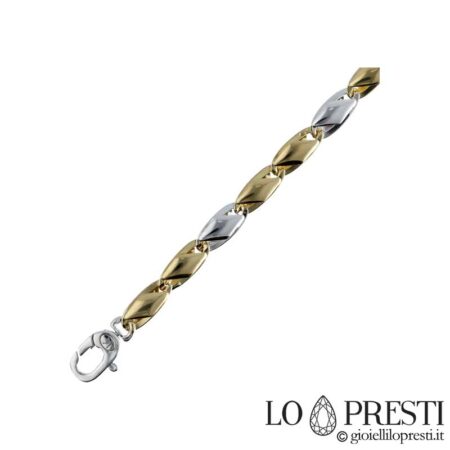 Herren-Halsband aus 18-karätigem Weiß- und Gelbgold, hohles Röhrengeflecht, das Gewicht bezieht sich auf die 50-cm-Messung, sowohl das Armband als auch die Halskette können in jeder Größe bestellt werden.