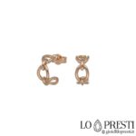 Women's groumette mesh earrings in 18 kt rose gold with pin and butterfly closure. Certificate of guarantee and gift box.