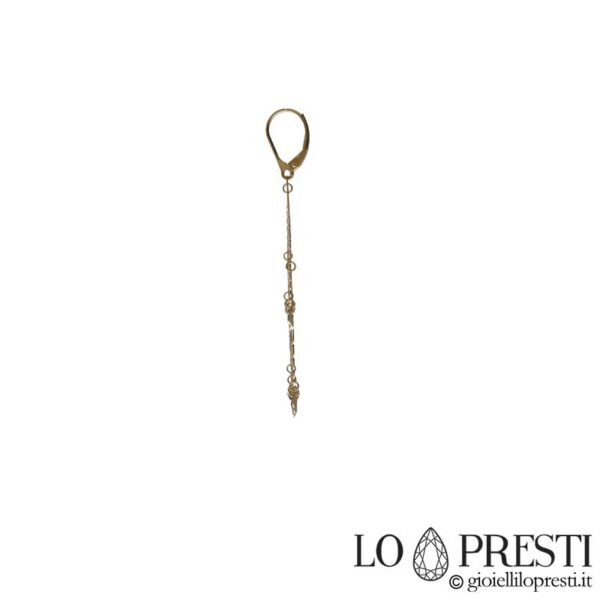 Fantasy pendant earrings embroidered in 18kt yellow gold with lever backing. Certificate of guarantee and gift box.
