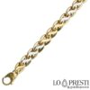 Men's bracelet in 18 kt white and yellow gold, flat and solid mesh. Warranty certificate and gift box.