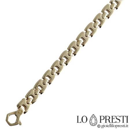 Bracelet pour homme en or jaune 18 carats, design moderne. Certificat de garantie et coffret cadeau.