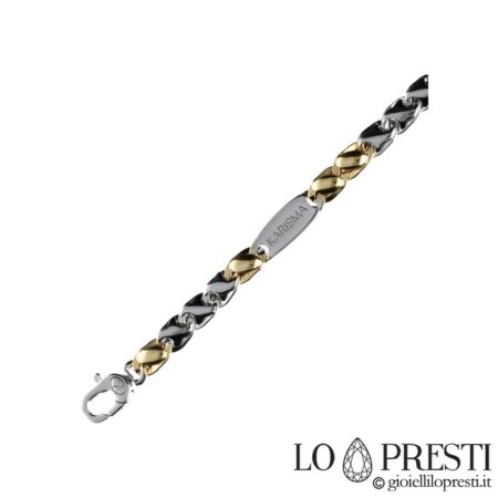 18kt white at yellow gold solid link chain necklace, binyag