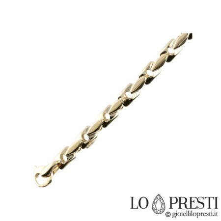 New 18kt yellow gold flashy hollow tubular link necklace for men